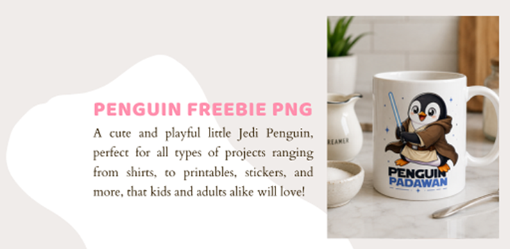 Freebie of the Week: Jedi Penguin PNG Design