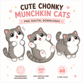 Kawaii Chonky Munchkin Cat Illustrations for Stickers, Print on Demand