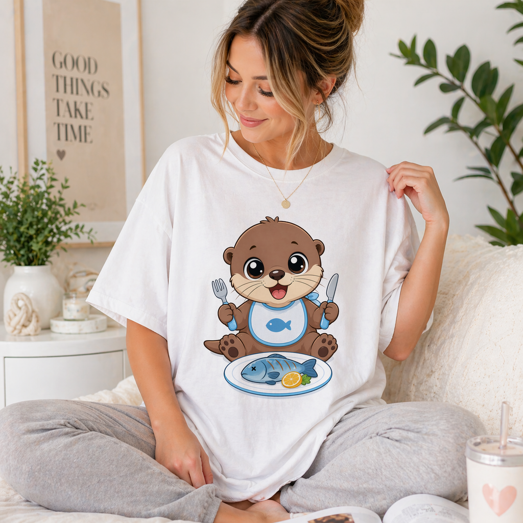 Baby Otter Kawaii Clipart Adorable Animal Digital Art Downloads