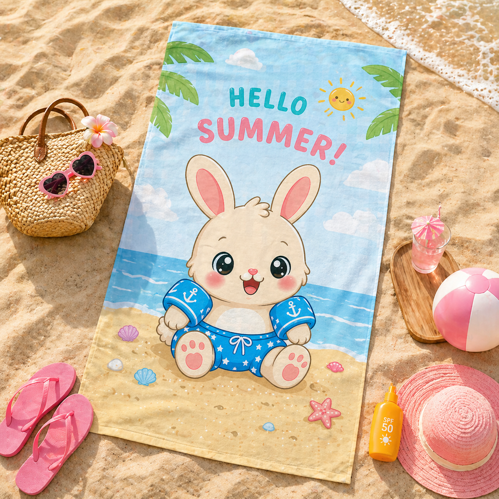Kawaii Beach Bunny Illustrations Digital Download PNGs