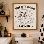 Moody Halloween Cat Ghost PNG Clipart for Stickers, Spooky Printables, POD