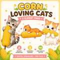 Cute Corn Cat Clipart Kawaii Animal PNG Digital Stickers Commercial Use