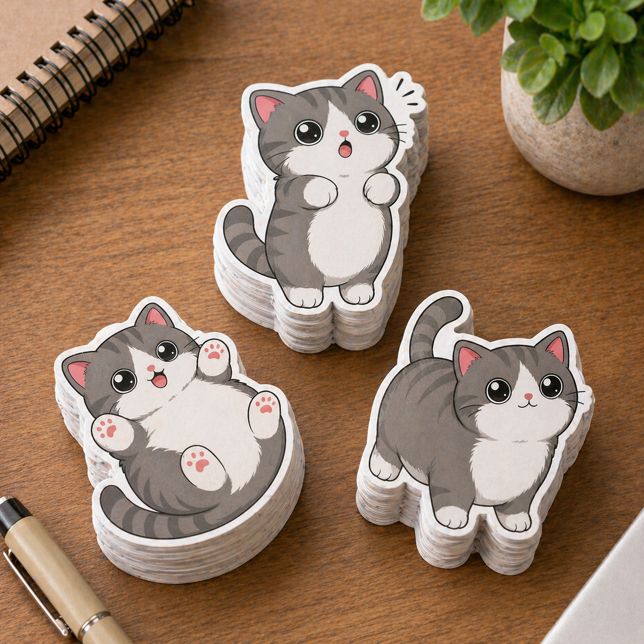 Kawaii Chonky Munchkin Cat Illustrations for Stickers, Print on Demand