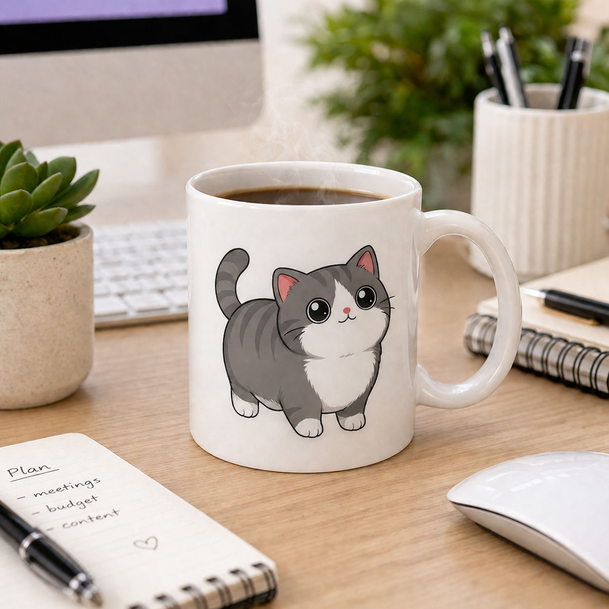 Kawaii Chonky Munchkin Cat Illustrations for Stickers, Print on Demand