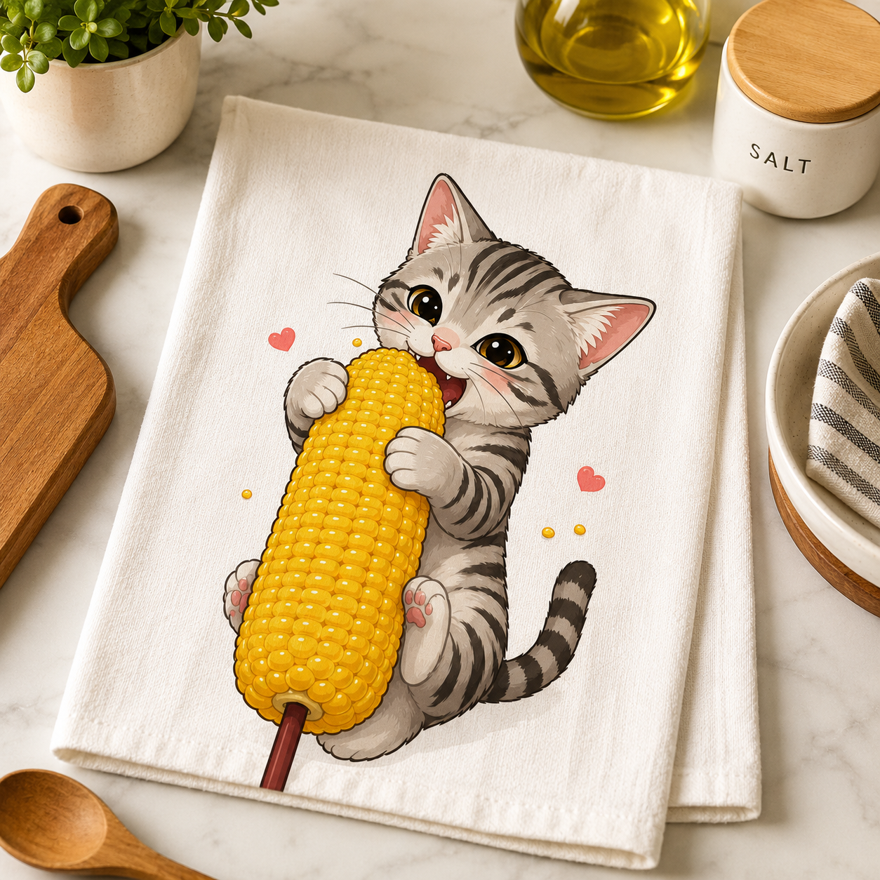 Cute Corn Cat Clipart Kawaii Animal PNG Digital Stickers Commercial Use