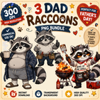 Funny Kawaii Raccoon Designs for Dad T-Shirts Father's Day Print on Demand Artwork