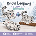 Kawaii Snow Leopard Cub Illustrations for Graphic Designers, Canva Clipart