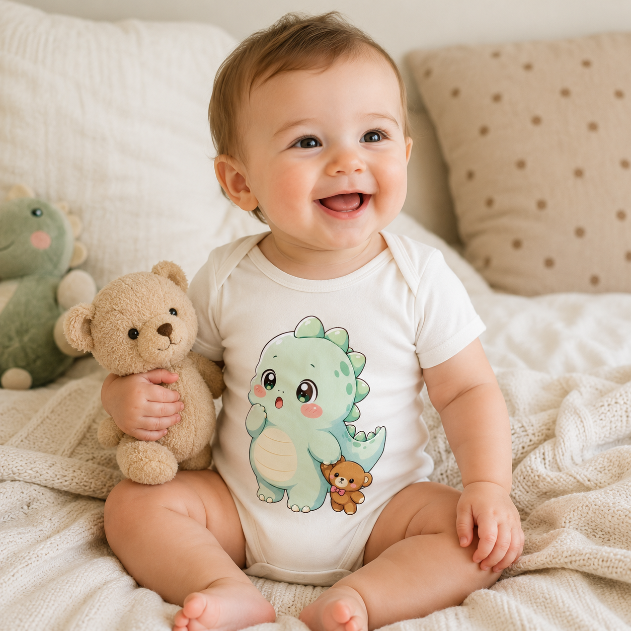 Chibi Baby Dinosaur PNG Design for Baby Gifts and Nursery Printables