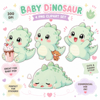 Chibi Baby Dinosaur PNG Design for Baby Gifts and Nursery Printables