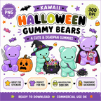Halloween Gummy Bears PNG Clipart Set Cute Deadpan Bear Designs for Fall Crafts