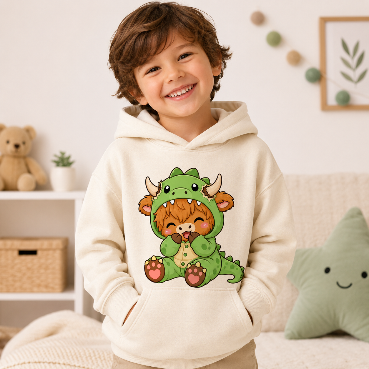 Happy Highland Cow PNG Digital Assets for POD, Sticker Making, Commecial Use included