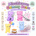 Mischievous Gummy Bears PNG Clipart Set Funny Kawaii Gummy Bear Designs for T-Shirts