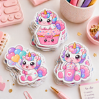 Pastel Kawaii Unicorn PNG for Stickers, Print on Demand, Birthday Invitations