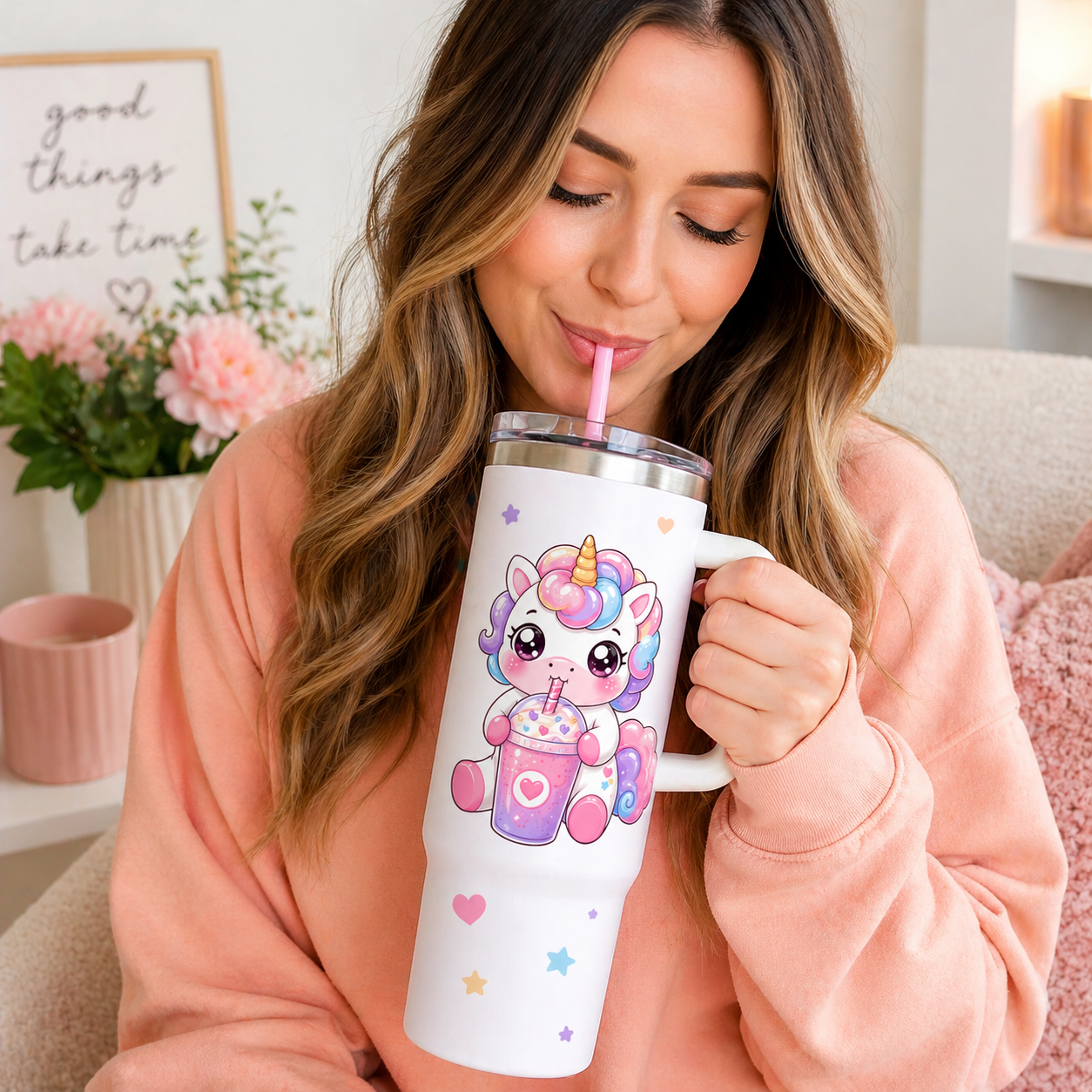 Pastel Kawaii Unicorn PNG for Stickers, Print on Demand, Birthday Invitations