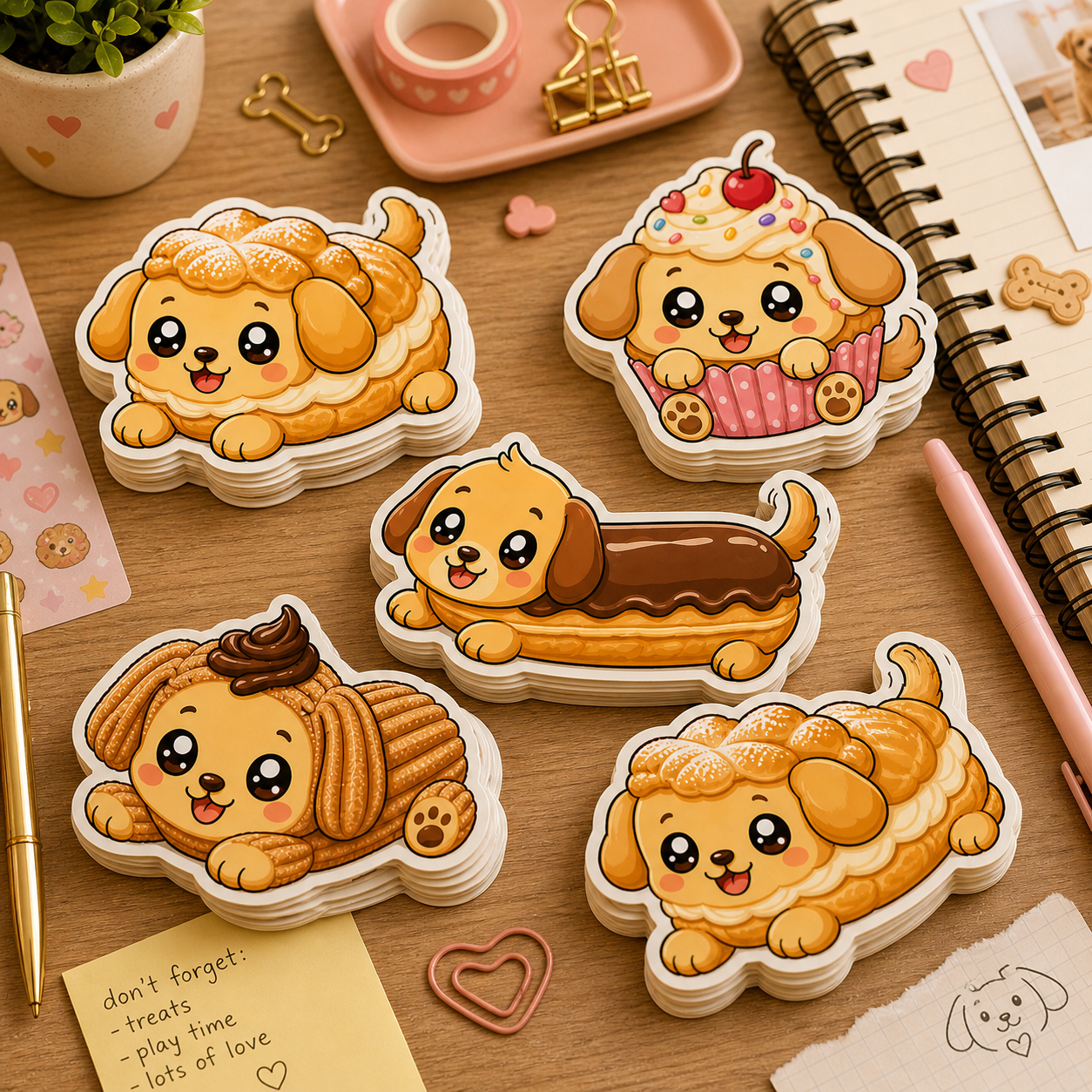 Pastry Puppies PNG Clipart Adorable Kawaii Dessert Dogs