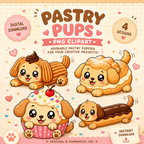 Pastry Puppies PNG Clipart Adorable Kawaii Dessert Dogs
