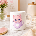 Pink Fluffy Cat Digital Assets Cute Kawaii Cat PNG Clipart Commercial Use Graphics