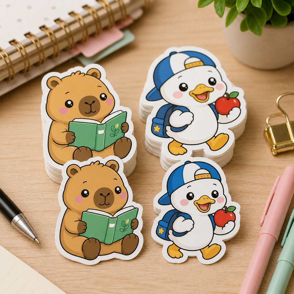 Back to School Animals PNG Set Kawaii School Clipart Cute Teacher PNG Duck Cat Capybara Raccoon Frog PNG