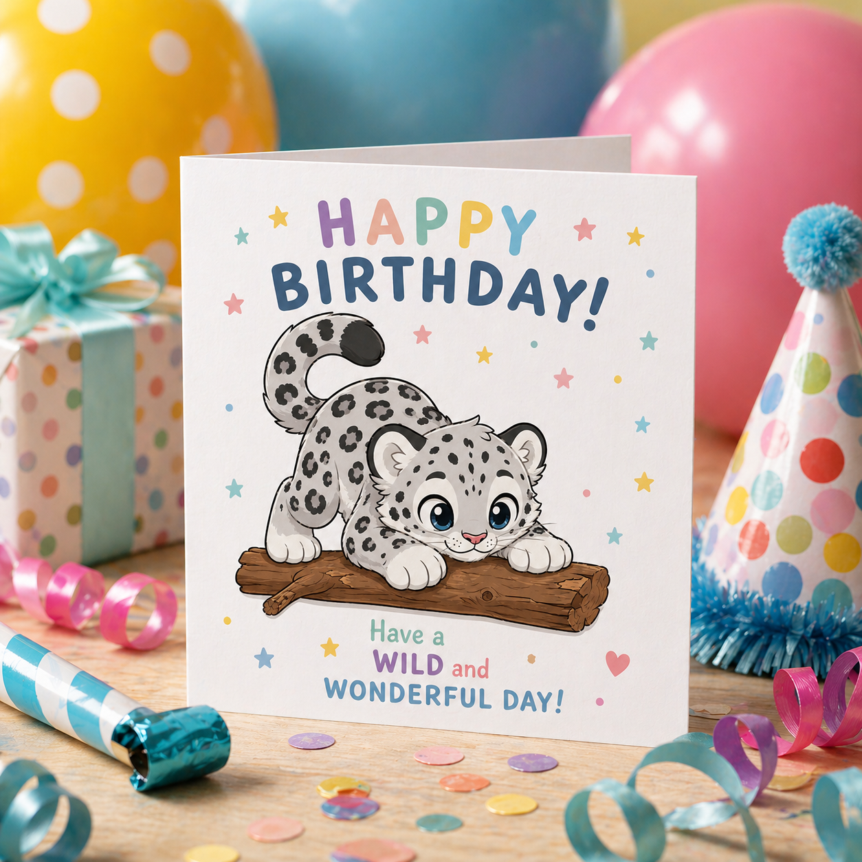 Kawaii Snow Leopard Cub Illustrations for Graphic Designers, Canva Clipart