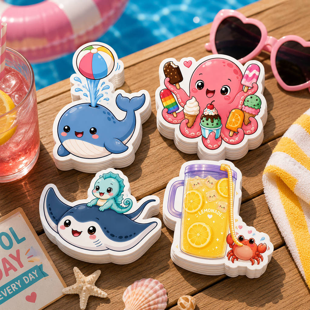 Cute Sea Creature Bundle Kawaii Animal PNG Summer Clipart Commercial Use