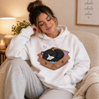 Kawaii Tuxedo Cat Sleeping in Bowl, Box and Sink Digital Artwork for POD