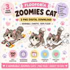 Zoomies Cat PNG Clipart for Shirts Set Cute Kawaii Cats Digital Download